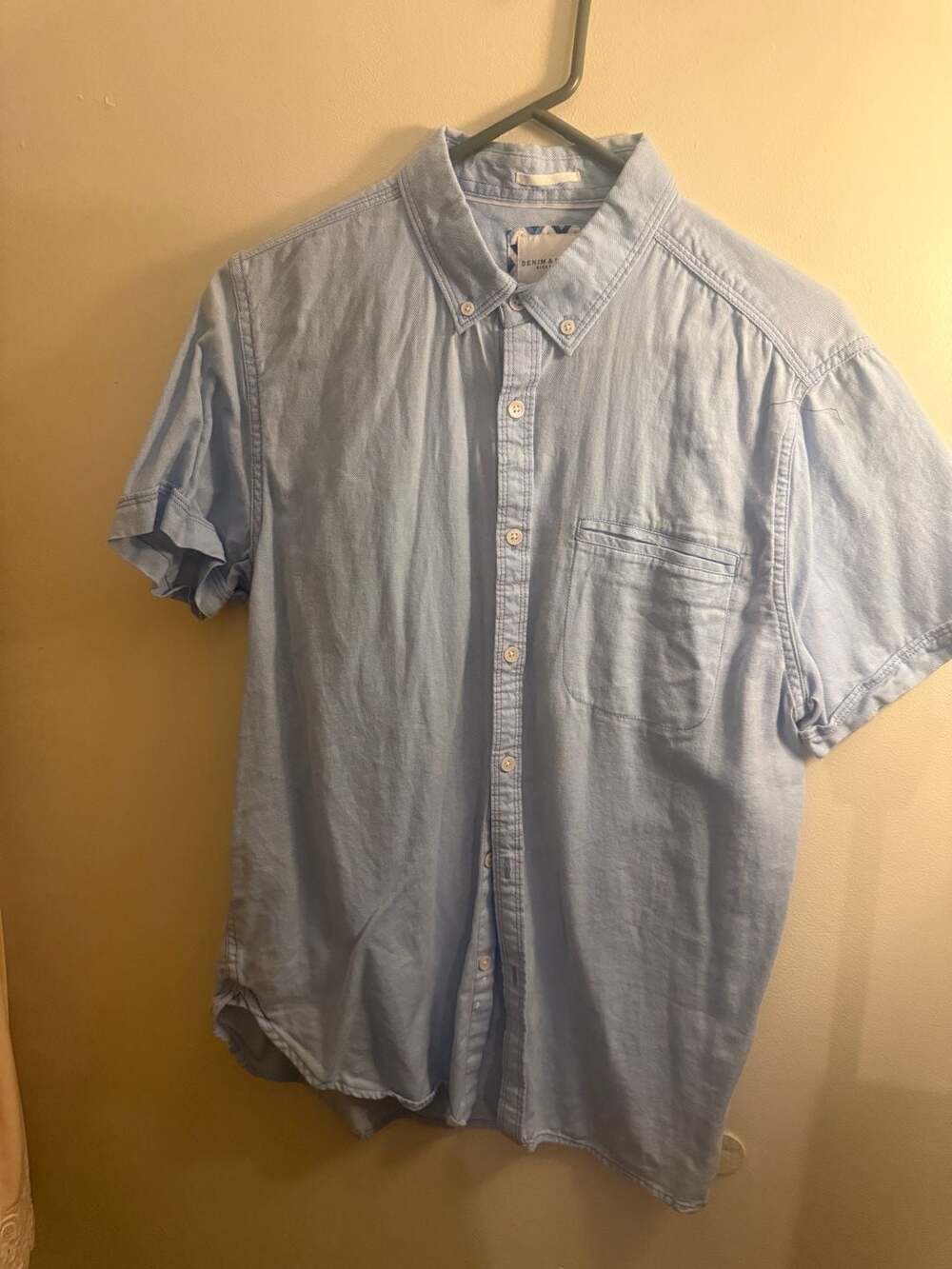 Denim & Flower Ricky Singh Light Blue Chambray Short Sleeve Button Down Shirt